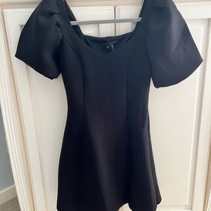 English Factory Black Puff Sleeve Mini Dress